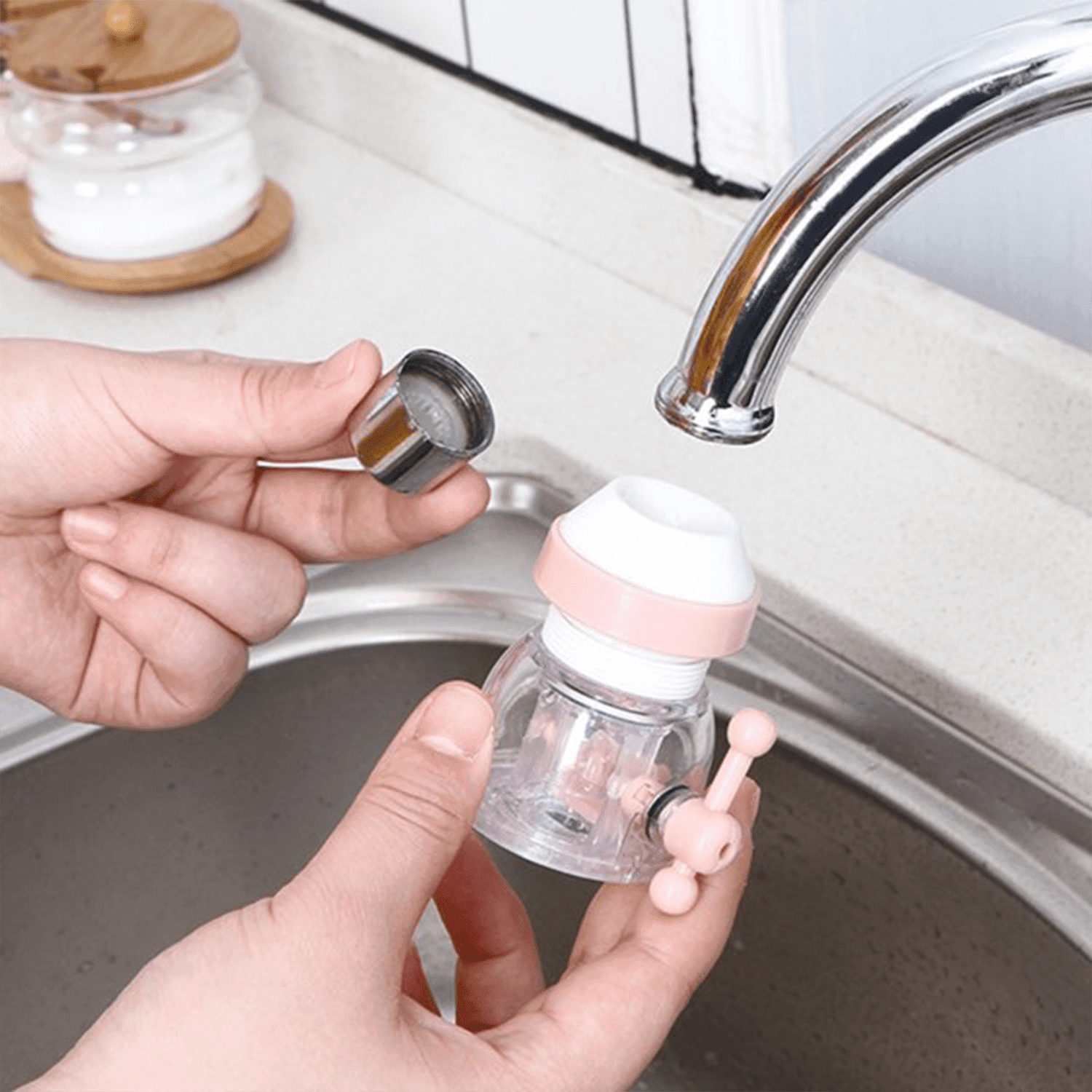 Adjustable Water Faucet Can Rotate 360 Degree Shower Head Anti spattering Water-saving Tap Nozzle Extended Filter Water Saving, Kitchen Bathroom Faucet Water-Saving Devices (1 Pc) - infinityexculsivestore.com