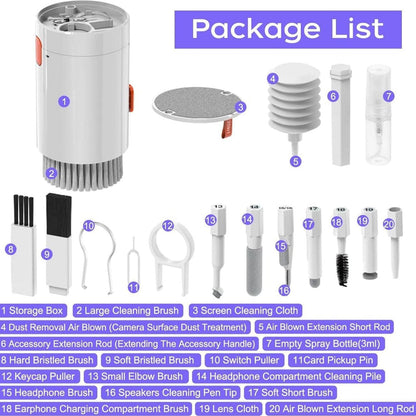 Keyboard Cleaner Kit, 20-in-1 Laptop Phone Screen Cleaning Kit, Keyboard Cleaning Kit with Electronic Cleaning Brush Spray for AirPods Pro, iPhone Pro, Camera, Computer Cleaning  - infinityexculsivestore.com