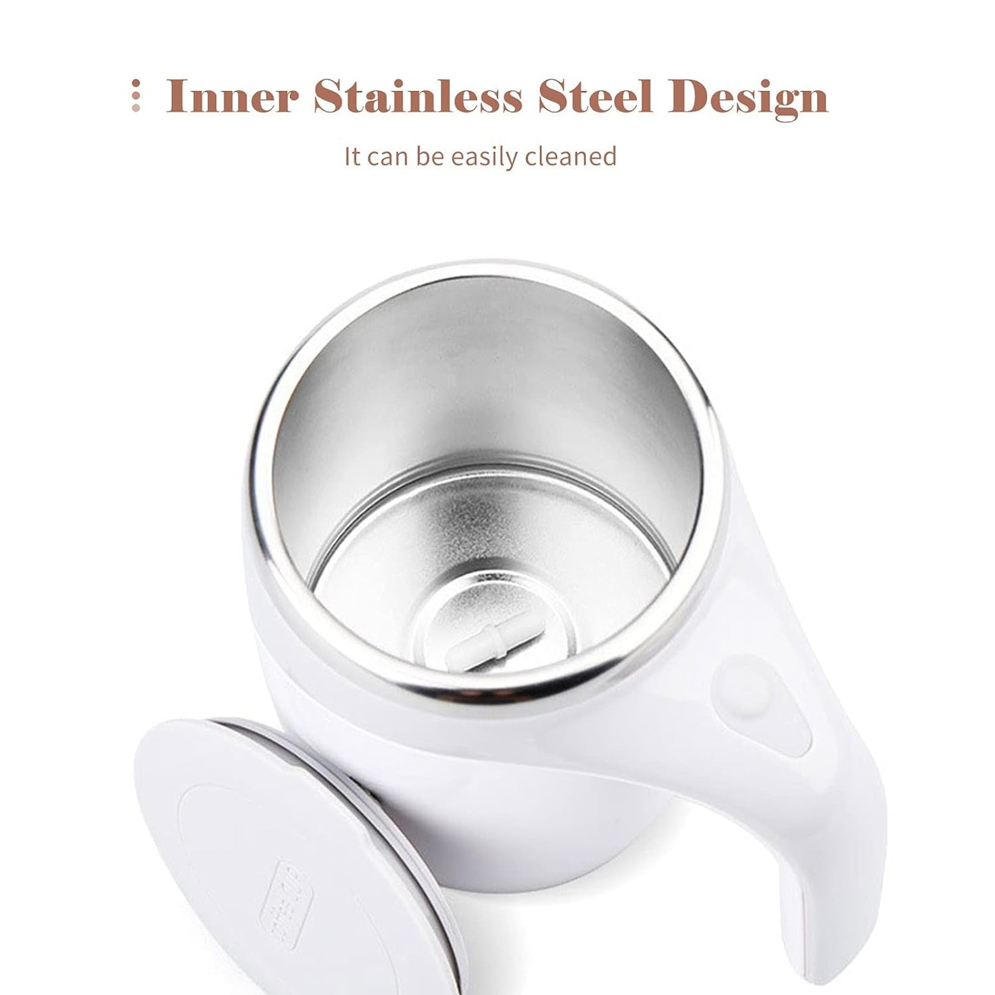 Stirring Coffee Mug | Magnetic Stirring Coffee Cup | Stainless Steel Mug for Milk | Travel Mixing Cup | Self Stirring Coffee Mug, Suitable for Coffee / Milk / Hot Chocolat | Battery Operated ( Battery Not Included) - infinityexculsivestore.com