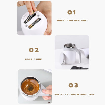 Stirring Coffee Mug | Magnetic Stirring Coffee Cup | Stainless Steel Mug for Milk | Travel Mixing Cup | Self Stirring Coffee Mug, Suitable for Coffee / Milk / Hot Chocolat | Battery Operated ( Battery Not Included) - infinityexculsivestore.com