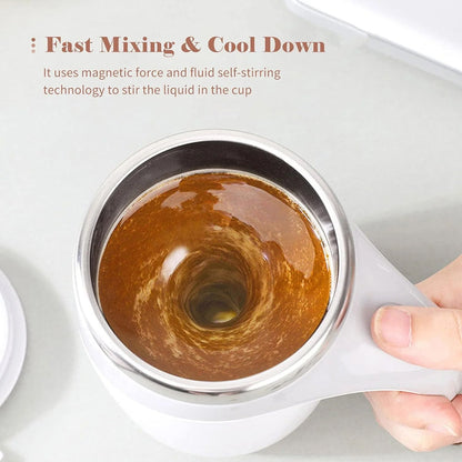 Stirring Coffee Mug | Magnetic Stirring Coffee Cup | Stainless Steel Mug for Milk | Travel Mixing Cup | Self Stirring Coffee Mug, Suitable for Coffee / Milk / Hot Chocolat | Battery Operated ( Battery Not Included) - infinityexculsivestore.com