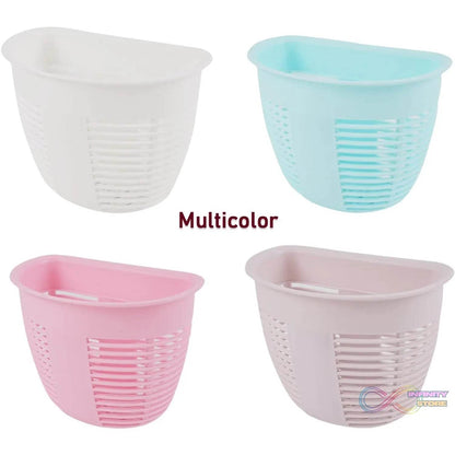 Hanging Plastic Storage Basket, Adhesive Wall Mounted Organizer Box Make Up Holder Shelf Bathroom Wall Basket Punch Free Drain Basket for Kitchen Bathroom, Wall Type Storage Basket (1 Pc) - infinityexculsivestore.com