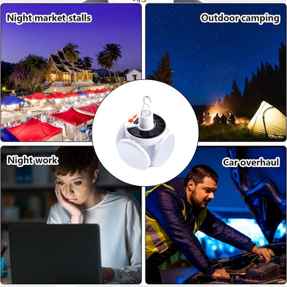 Solar Multi - Functional Emergency LED Light Bulb with USB Charging, LED camping lamp, camping lamp, USB rechargeable, 5 brightness light modes, foldable camping light, SOS IP65 waterproof camping light, blackout emergency equipment, camping gadgets - infinityexculsivestore.com