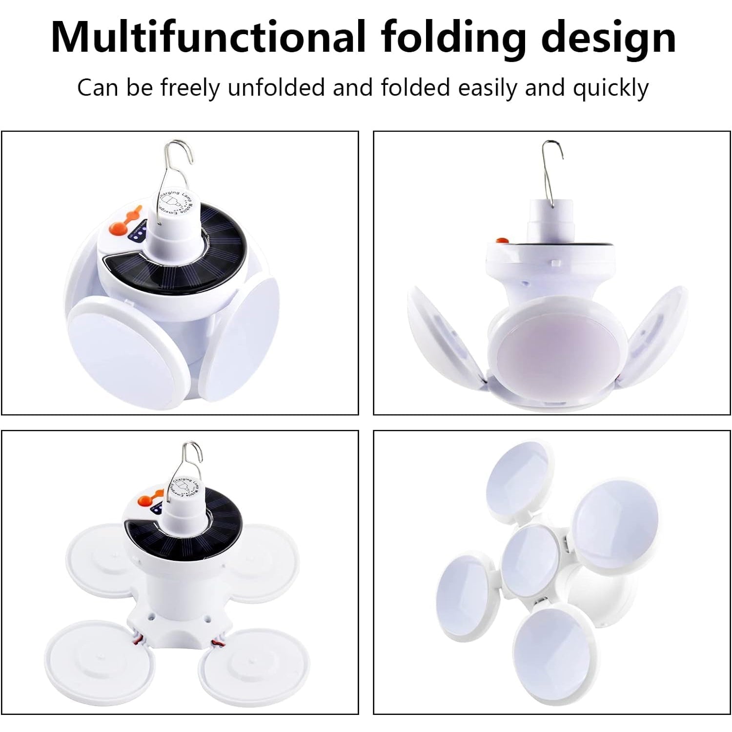 Solar Multi - Functional Emergency LED Light Bulb with USB Charging, LED camping lamp, camping lamp, USB rechargeable, 5 brightness light modes, foldable camping light, SOS IP65 waterproof camping light, blackout emergency equipment, camping gadgets - infinityexculsivestore.com
