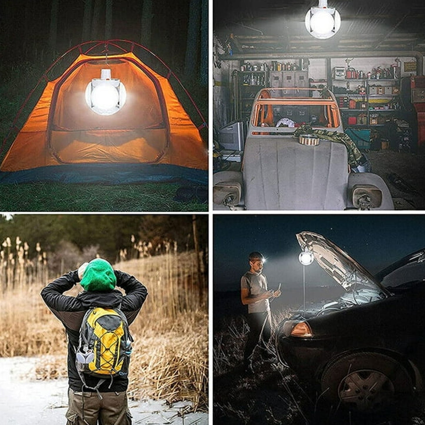 Solar Multi - Functional Emergency LED Light Bulb with USB Charging, LED camping lamp, camping lamp, USB rechargeable, 5 brightness light modes, foldable camping light, SOS IP65 waterproof camping light, blackout emergency equipment, camping gadgets - infinityexculsivestore.com