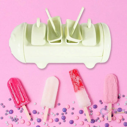 CARTOON SHAPE MOLD ICE CANDY, POPSICLE MOLD ICE, PLASTIC ICE CANDY MAKER KULFI MAKER MOLDS SET WITH 4 CUPS (1 PC / MULTICOLOR) - infinityexculsivestore.com