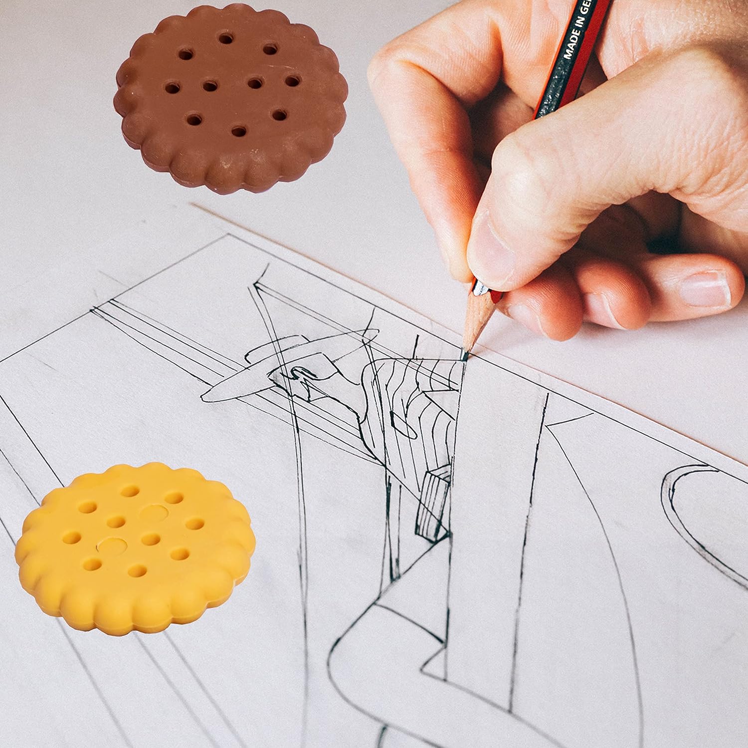 Pack of 6 Erasers Erasers Stationery School Rubber Schools Sketches Office Sign Kid Party Favour Gift Toy Gift Creative Christmas Birthday Gift in Shape Biscuits (6 Pcs Set) - infinityexculsivestore.com
