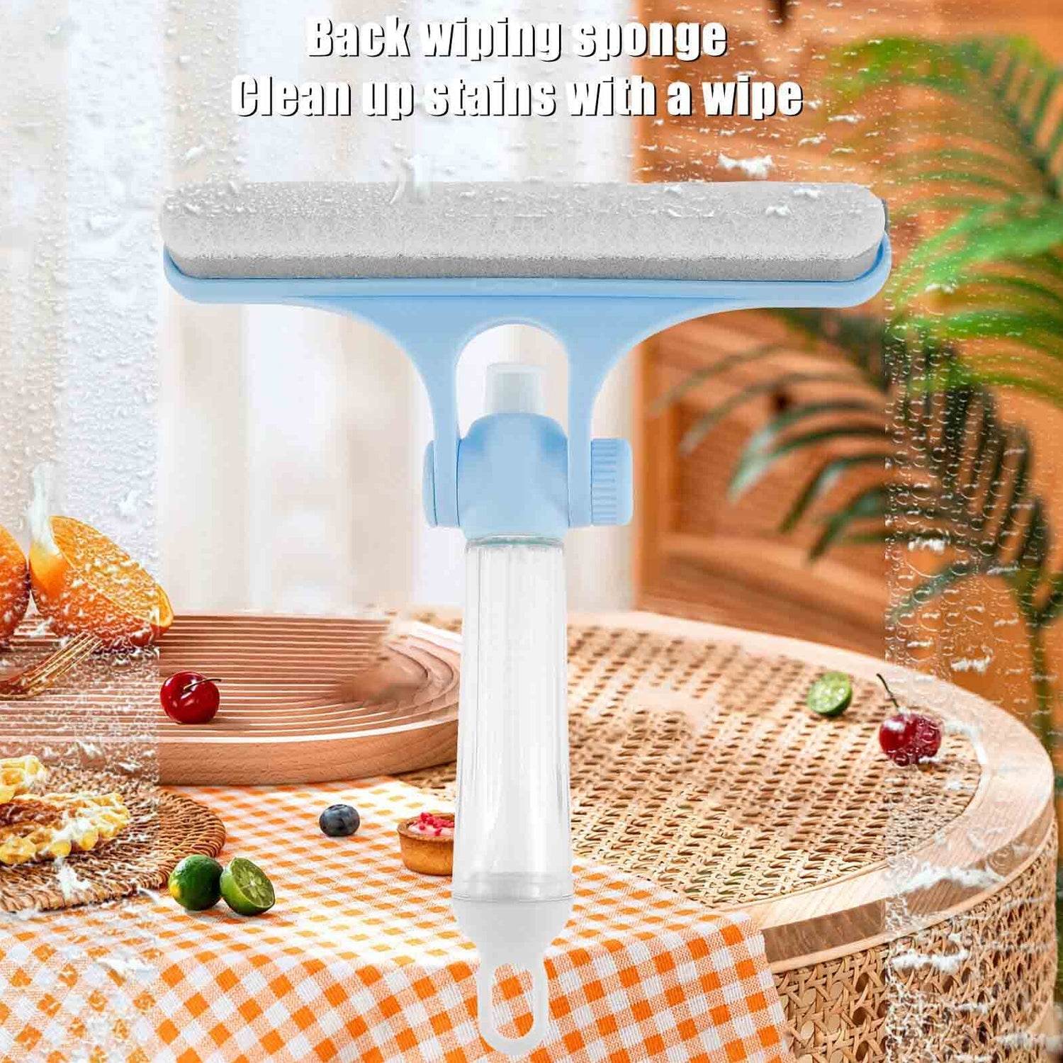4 in 1 Multifunctional Glass Scraper, Window Glass Wiper with Watering Can, Silicon Cleaning Squeegee with Two Brush Heads, Practical Squeegee for Shower Doors, Windows, Tiles and Car Glass - infinityexculsivestore.com