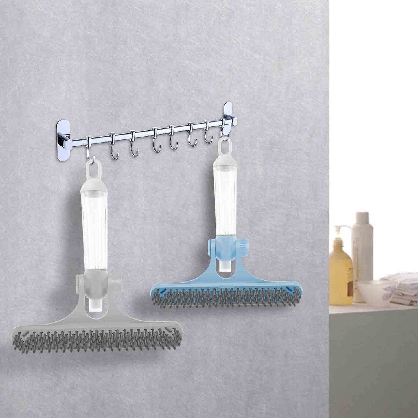 4 in 1 Multifunctional Glass Scraper, Window Glass Wiper with Watering Can, Silicon Cleaning Squeegee with Two Brush Heads, Practical Squeegee for Shower Doors, Windows, Tiles and Car Glass - infinityexculsivestore.com