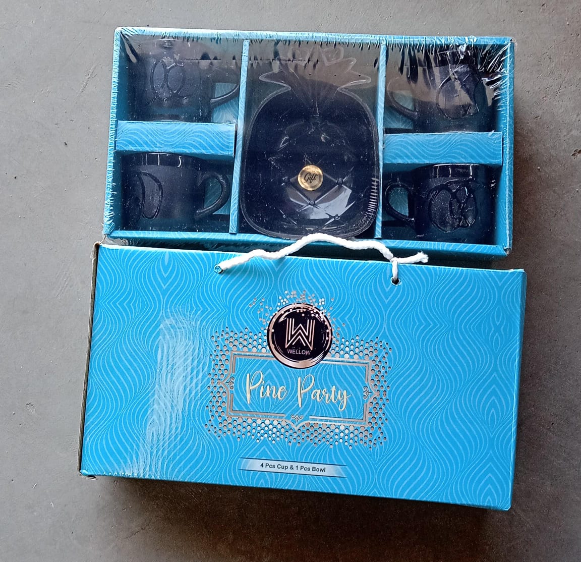 Pine Party Ceramic Tea / cups / Mug Set With Pineapple Shape Serving Bowl Milk Cup, Coffee Cup, Tea Cup, Breakfast Cup, Drinking Mug or Outdoor for Household, Gift for Birthday, Wedding Party (5 Pcs set) - infinityexculsivestore.com