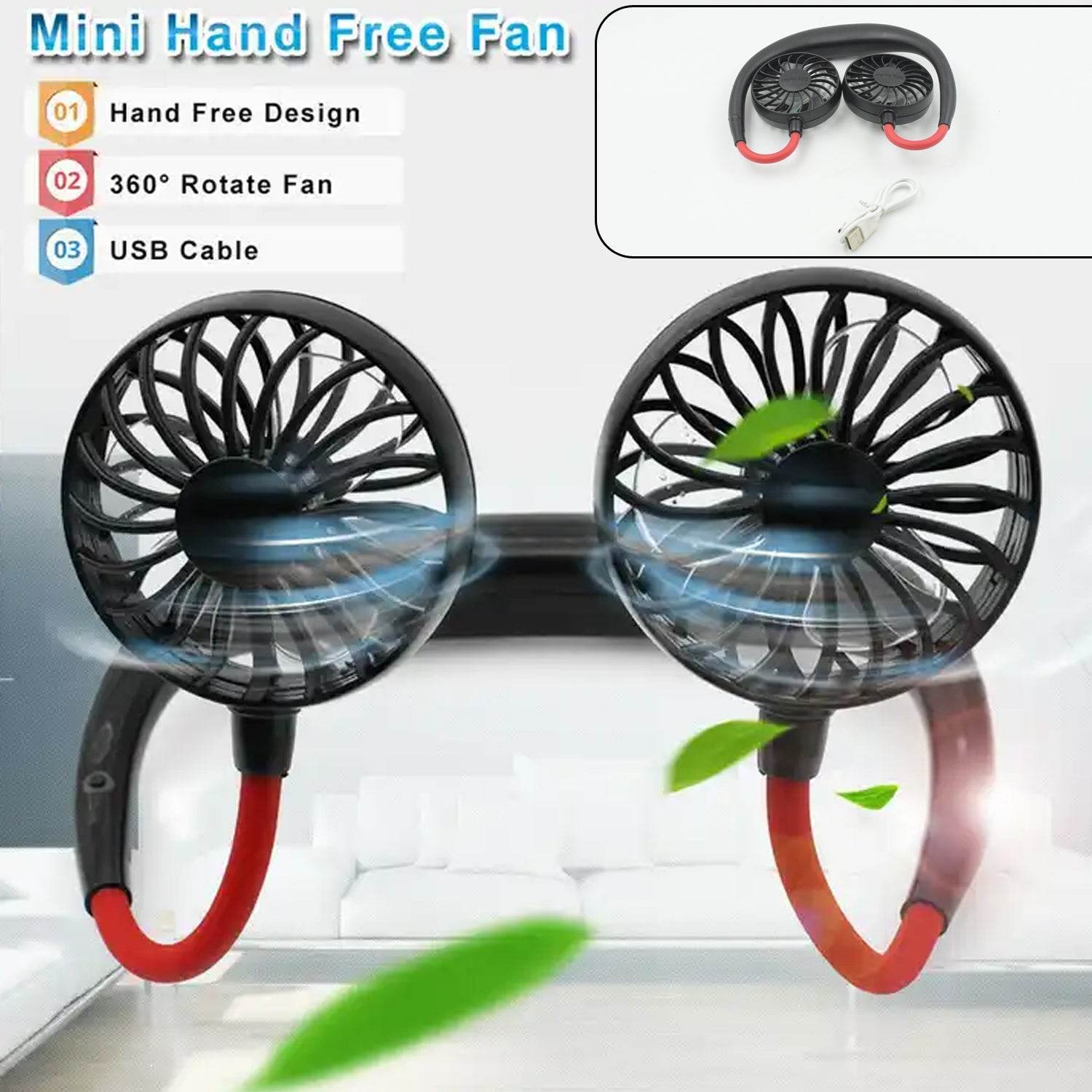 Hand Free Personal Fan - Portable USB Battery Rechargeable Mini Fan - Headphone Design Wearable Neckband Fan Necklance Fan Cooler Fan for Home, Sport, Camping, Beach, Travel, Office - infinityexculsivestore.com