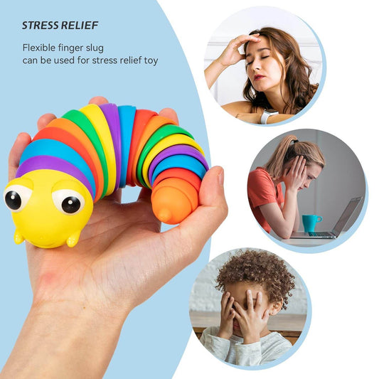 3D Rainbow Color Plastic Slug Fidget Toys, Stress Relieving Toy, Sensory Slug Toy for Boys and Girls, Finger slug Toy, for Autistic, Caterpillar Fidget Toys Stress Relief Gifts for Toddlers Kids Adults (1 Pc) - infinityexculsivestore.com