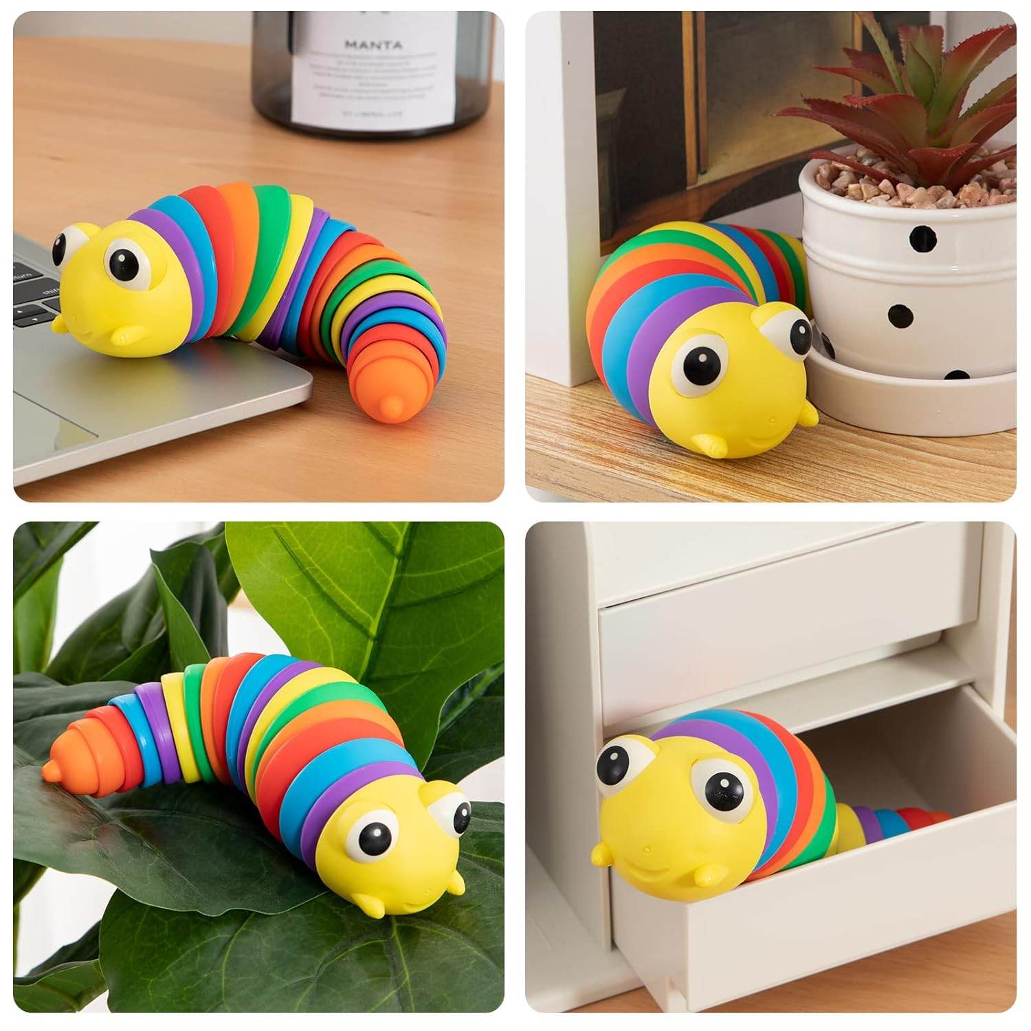 3D Rainbow Color Plastic Slug Fidget Toys, Stress Relieving Toy, Sensory Slug Toy for Boys and Girls, Finger slug Toy, for Autistic, Caterpillar Fidget Toys Stress Relief Gifts for Toddlers Kids Adults (1 Pc) - infinityexculsivestore.com