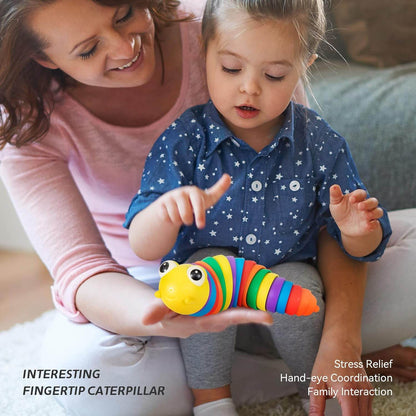 3D Rainbow Color Plastic Slug Fidget Toys, Stress Relieving Toy, Sensory Slug Toy for Boys and Girls, Finger slug Toy, for Autistic, Caterpillar Fidget Toys Stress Relief Gifts for Toddlers Kids Adults (1 Pc) - infinityexculsivestore.com