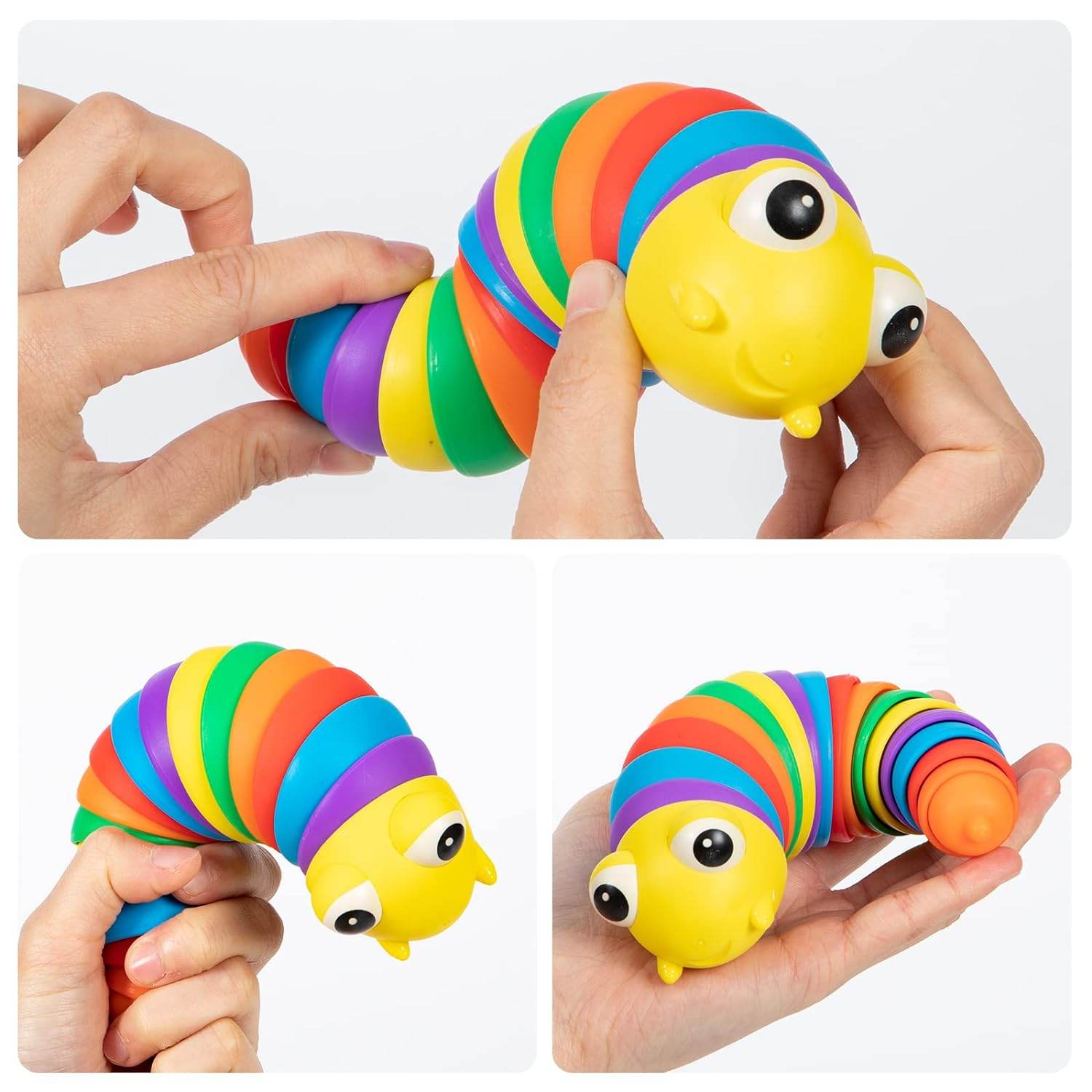 3D Rainbow Color Plastic Slug Fidget Toys, Stress Relieving Toy, Sensory Slug Toy for Boys and Girls, Finger slug Toy, for Autistic, Caterpillar Fidget Toys Stress Relief Gifts for Toddlers Kids Adults (1 Pc) - infinityexculsivestore.com
