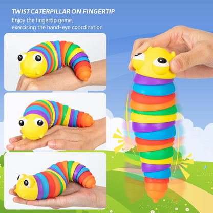 3D Rainbow Color Plastic Slug Fidget Toys, Stress Relieving Toy, Sensory Slug Toy for Boys and Girls, Finger slug Toy, for Autistic, Caterpillar Fidget Toys Stress Relief Gifts for Toddlers Kids Adults (1 Pc) - infinityexculsivestore.com