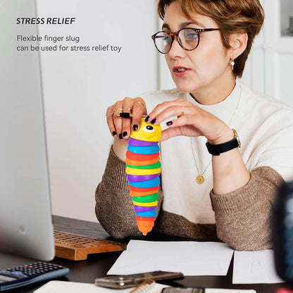 3D Rainbow Color Plastic Slug Fidget Toys, Stress Relieving Toy, Sensory Slug Toy for Boys and Girls, Finger slug Toy, for Autistic, Caterpillar Fidget Toys Stress Relief Gifts for Toddlers Kids Adults (1 Pc) - infinityexculsivestore.com