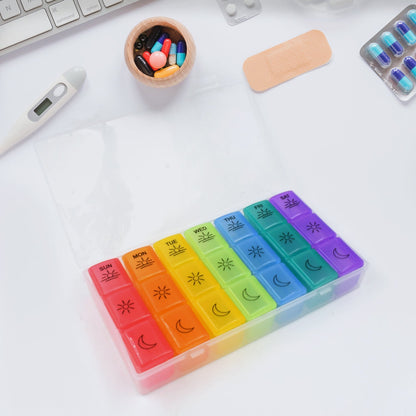 Pill Box 7 Day Weekly Medicine Organizer Daily Planner Portable Travel Container Holder for Vitamin and Supplement Moisture - Proof Compartments Case for Pocket Purse Easy to Use BPA Free (21 Grid) - infinityexculsivestore.com