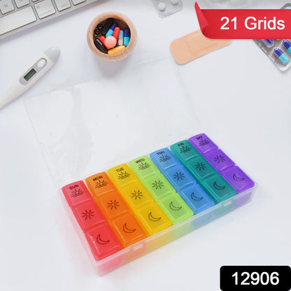 Pill Box 7 Day Weekly Medicine Organizer Daily Planner Portable Travel Container Holder for Vitamin and Supplement Moisture - Proof Compartments Case for Pocket Purse Easy to Use BPA Free (21 Grid) - infinityexculsivestore.com