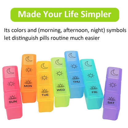 Pill Box 7 Day Weekly Medicine Organizer Daily Planner Portable Travel Container Holder for Vitamin and Supplement Moisture - Proof Compartments Case for Pocket Purse Easy to Use BPA Free (21 Grid) - infinityexculsivestore.com