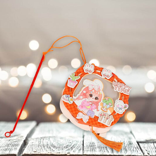 DIY Traditional Lanterns Handmade Cartoon Paper Lanterns, Antique Portable Lantern Hollow-Out Projection Luminescent LED Lamp DIY Hanging Paper Lanterns for Festival Party Decor - infinityexculsivestore.com