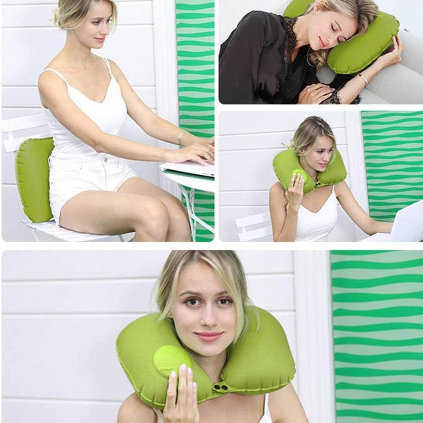 Inflatable & Foldable, Pillow U Shape Air Cushion Travel Pillow, Travel Business Trip Neck Pillow for Long Trips, Ideal for Men & Women Portable, and Perfect for Backpacking, Car Camping, and Even Airplane Travel - infinityexculsivestore.com