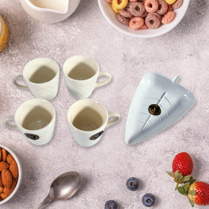 Crysta Ceramic Tea Cups With Plastic tray Environmental Friendly Festival for Milk Cup, Coffee Cup, Tea Cup, Breakfast Cup, Drinking Mug or Outdoor for Household Gift For Birthday (5 Pcs Set) - infinityexculsivestore.com
