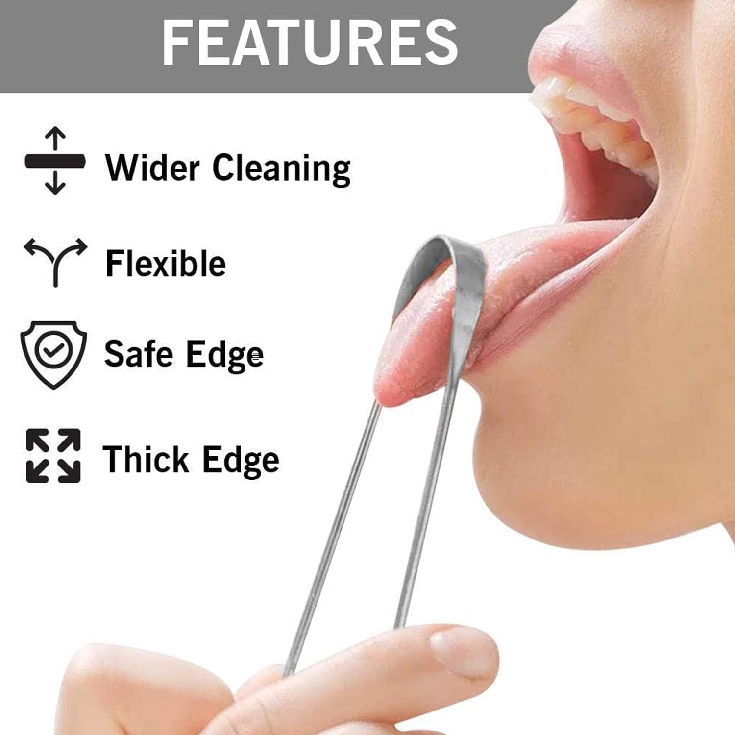 Tongue Cleaner For Kids & Adults | Tongue Scraper For Bad Breath, Maintain Oral Hygiene for Daily Use | for Fresh Breath & Bacteria Removal | Improved Taste (Steel, Copper, Tongue Cleaner / 1 Pc) - infinityexculsivestore.com