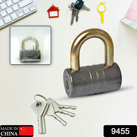 Iron Pad lock, Brass Core and Thickened Spray Black Iron Door Lock With 5 pc Keys for Home Dormitory, Waterproof Antirust Anti-theft Padlocks Outdoor Gate Shed Locks Warehouse Big Iron Door Drawer Lock (82 mm ) - infinityexculsivestore.com