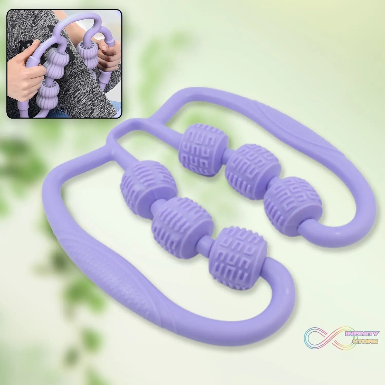 Muscle Massage Roller, 6 Wheels Relieve Soreness Leg Muscle Roller Fitness Roller Muscle Relaxer Massage Roller Ring Clip All Round Massaging Uniform Force Elastic PP Drop Shaped for Home Use (1 Pc) - infinityexculsivestore.com