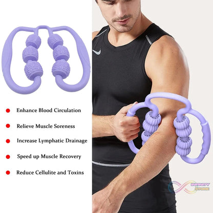 Muscle Massage Roller, 6 Wheels Relieve Soreness Leg Muscle Roller Fitness Roller Muscle Relaxer Massage Roller Ring Clip All Round Massaging Uniform Force Elastic PP Drop Shaped for Home Use (1 Pc) - infinityexculsivestore.com