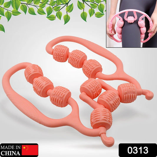 Muscle Massage Roller, 10 Wheels Relieve Soreness Leg Muscle Roller Fitness Roller Muscle Relaxer Massage Roller Ring Clip All Round Massaging Uniform Force Elastic PP Drop Shaped for Home Use (1 Pc) - infinityexculsivestore.com