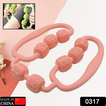 Muscle Massage Roller 8 Wheels Relieve Soreness Leg Muscle Roller Fitness Roller Muscle Relaxer Massage Roller Ring Clip All Round Massaging Uniform Force Elastic PP Drop Shaped for Home Use (1 Pc) - infinityexculsivestore.com