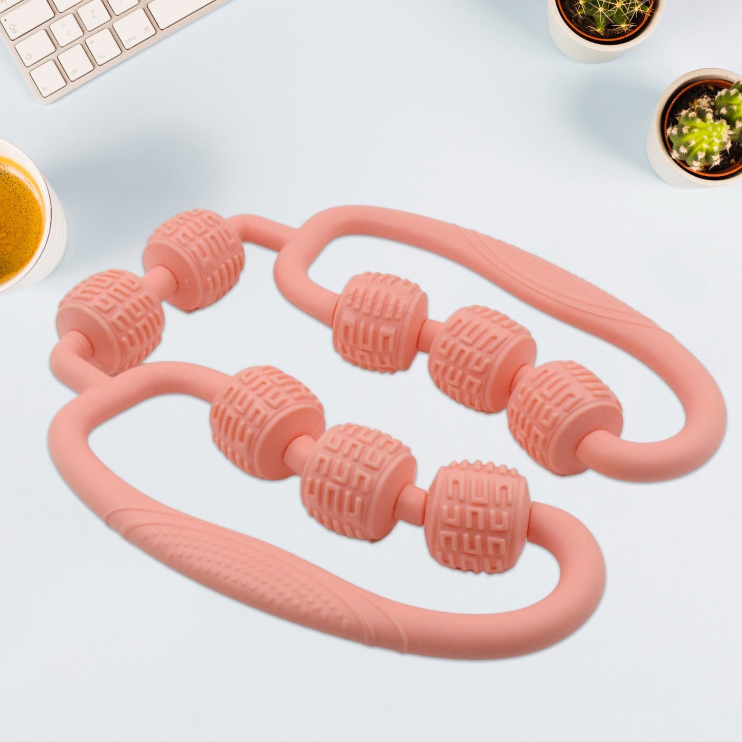 Muscle Massage Roller 8 Wheels Relieve Soreness Leg Muscle Roller Fitness Roller Muscle Relaxer Massage Roller Ring Clip All Round Massaging Uniform Force Elastic PP Drop Shaped for Home Use (1 Pc) - infinityexculsivestore.com