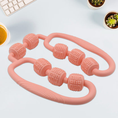 Muscle Massage Roller 8 Wheels Relieve Soreness Leg Muscle Roller Fitness Roller Muscle Relaxer Massage Roller Ring Clip All Round Massaging Uniform Force Elastic PP Drop Shaped for Home Use (1 Pc) - infinityexculsivestore.com