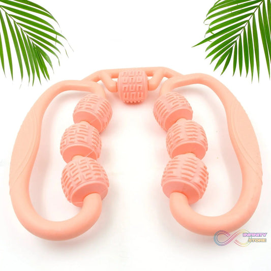 Muscle Massage Roller, 7 Wheels Relieve Soreness Leg Muscle Roller Fitness Roller Muscle Relaxer Massage Roller Ring Clip All Round Massaging Uniform Force Elastic PP Drop Shaped for Home Use (1 Pc) - infinityexculsivestore.com