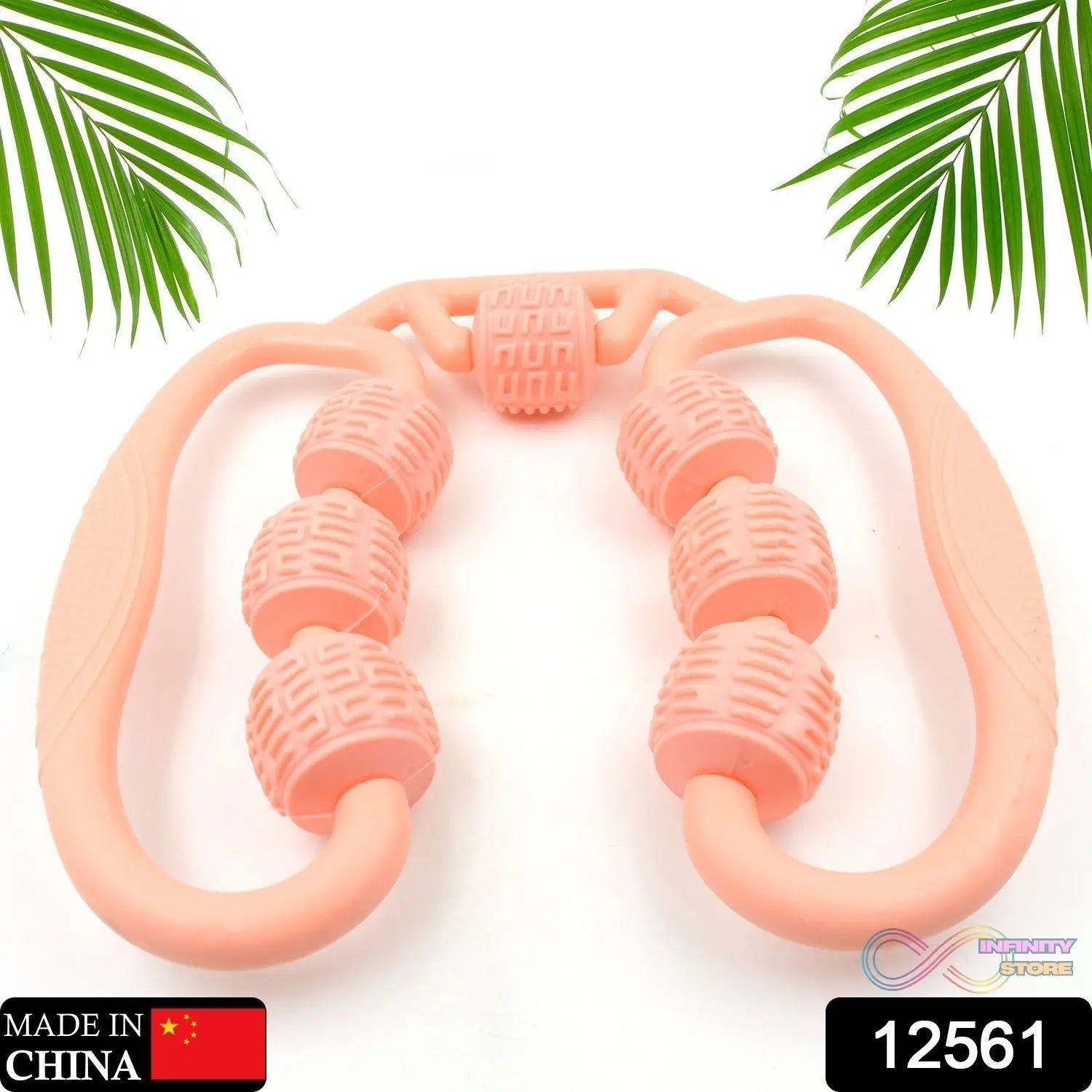 Muscle Massage Roller, 7 Wheels Relieve Soreness Leg Muscle Roller Fitness Roller Muscle Relaxer Massage Roller Ring Clip All Round Massaging Uniform Force Elastic PP Drop Shaped for Home Use (1 Pc) - infinityexculsivestore.com