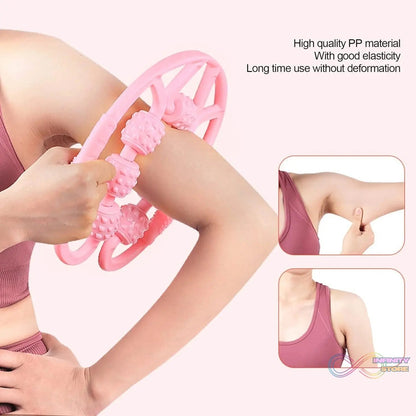 Muscle Massage Roller, 7 Wheels Relieve Soreness Leg Muscle Roller Fitness Roller Muscle Relaxer Massage Roller Ring Clip All Round Massaging Uniform Force Elastic PP Drop Shaped for Home Use (1 Pc) - infinityexculsivestore.com