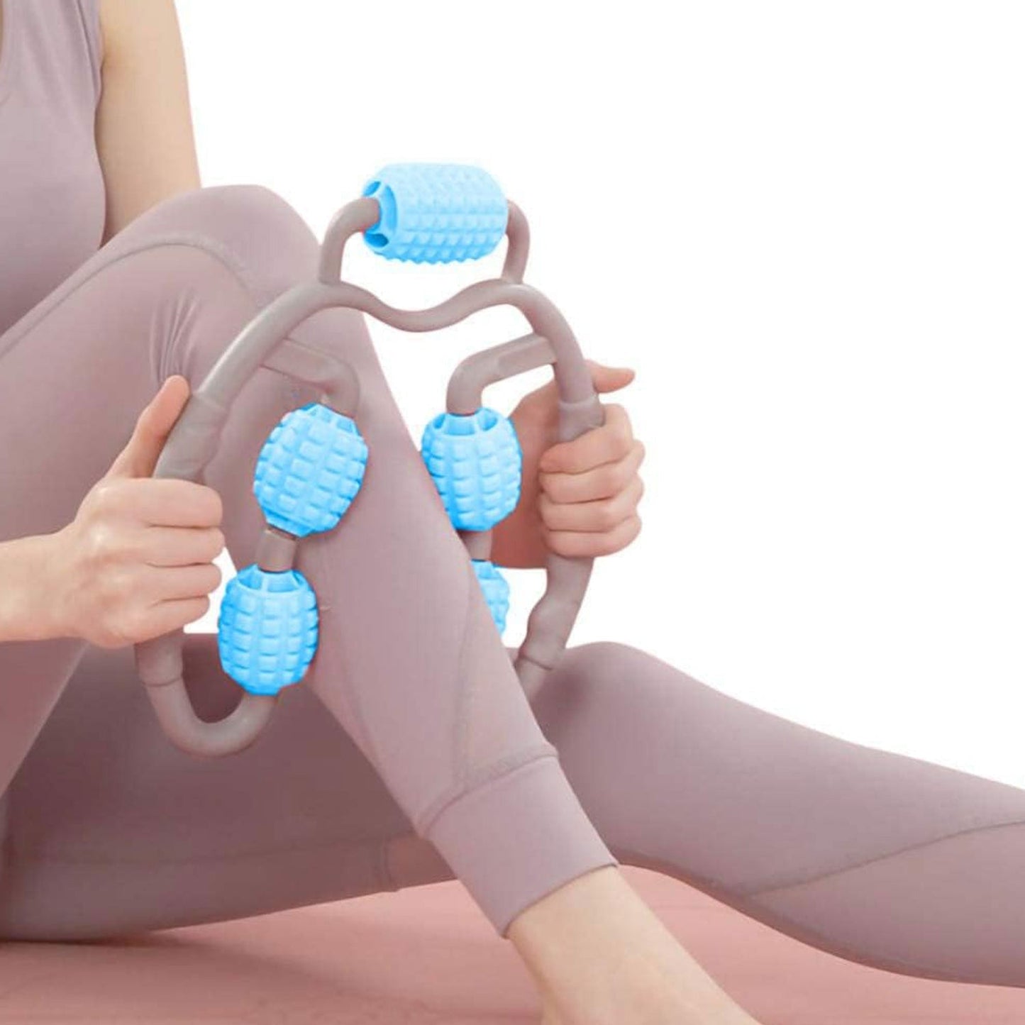 Muscle Massage Roller, 5 Wheels Relieve Soreness Leg Muscle Roller Fitness Roller Muscle Relaxer Massage Roller Ring Clip All Round Massaging Uniform Force Elastic PP Drop Shaped for Home Use (1 Pc) - infinityexculsivestore.com