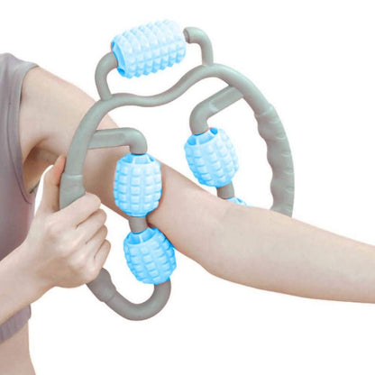 Muscle Massage Roller, 5 Wheels Relieve Soreness Leg Muscle Roller Fitness Roller Muscle Relaxer Massage Roller Ring Clip All Round Massaging Uniform Force Elastic PP Drop Shaped for Home Use (1 Pc) - infinityexculsivestore.com