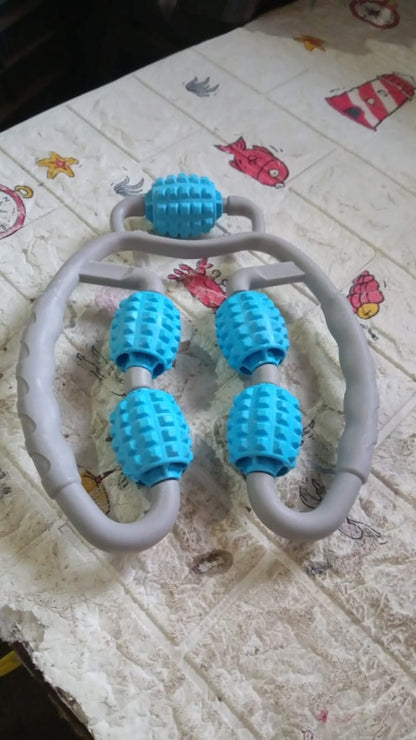 Muscle Massage Roller, 5 Wheels Relieve Soreness Leg Muscle Roller Fitness Roller Muscle Relaxer Massage Roller Ring Clip All Round Massaging Uniform Force Elastic PP Drop Shaped for Home Use (1 Pc) - infinityexculsivestore.com
