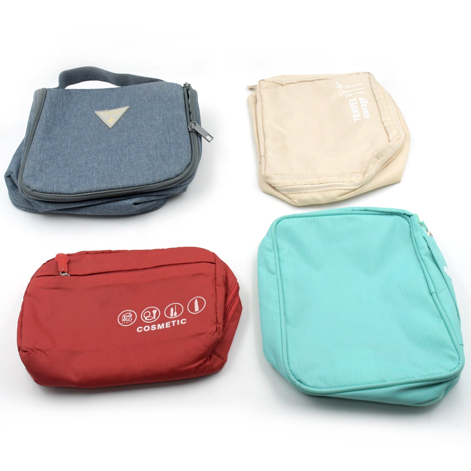 Travel Wash Bag Multi - Functional Waterproof Cosmetic Storage Bag Handheld Foldable Hook Cosmetic Bag with Zipper Closure Handbag Portable Classification Bags(1 Pc Mix Design) - infinityexculsivestore.com
