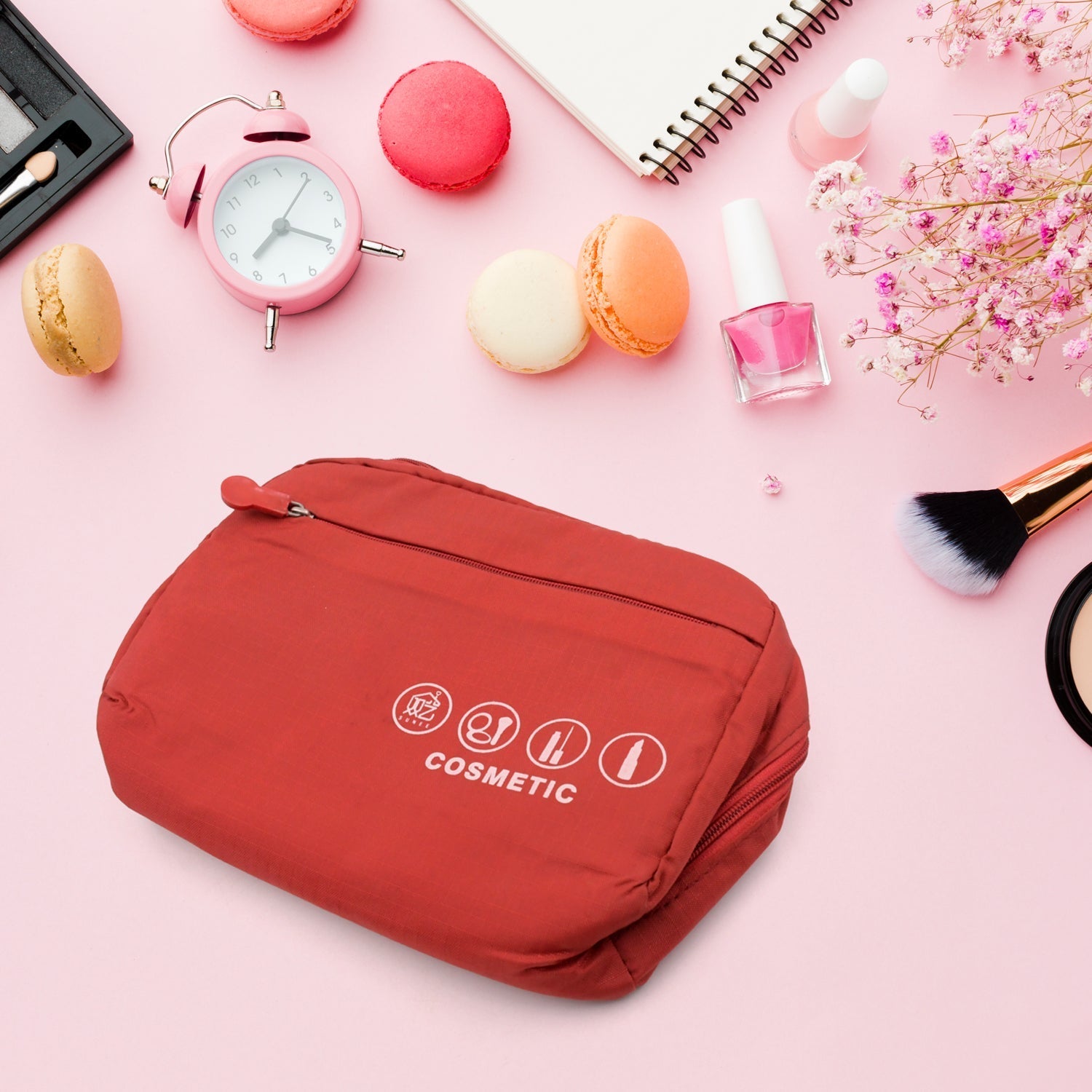 Travel Wash Bag Multi - Functional Waterproof Cosmetic Storage Bag Handheld Foldable Hook Cosmetic Bag with Zipper Closure Handbag Portable Classification Bags(1 Pc Mix Design) - infinityexculsivestore.com