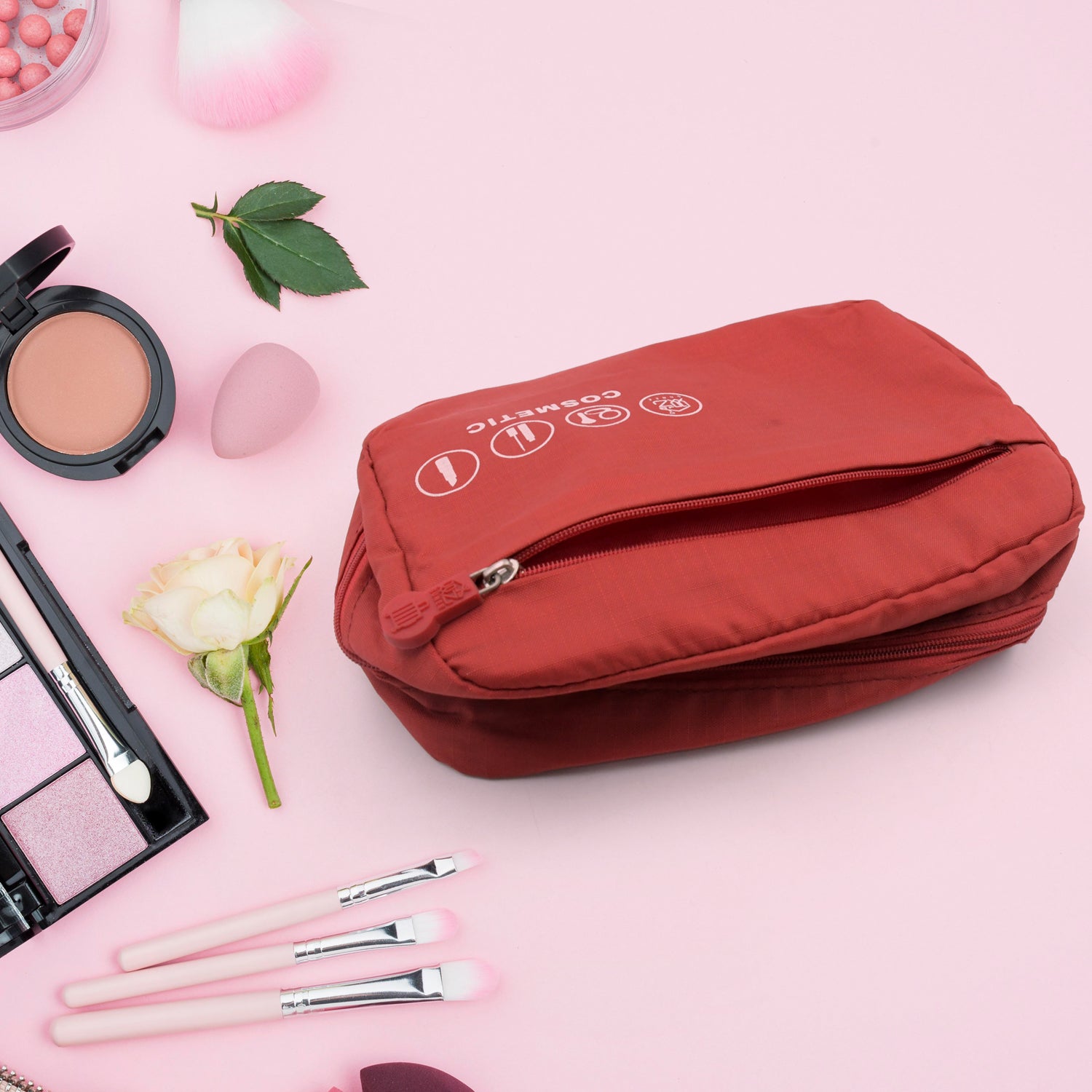 Travel Wash Bag Multi - Functional Waterproof Cosmetic Storage Bag Handheld Foldable Hook Cosmetic Bag with Zipper Closure Handbag Portable Classification Bags(1 Pc Mix Design) - infinityexculsivestore.com
