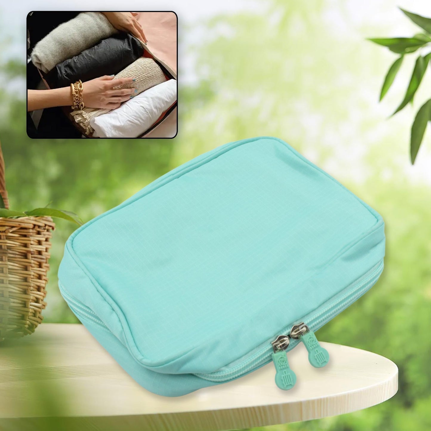 Travel Wash Bag Multi - Functional Waterproof Cosmetic Storage Bag Handheld Foldable Hook Cosmetic Bag with Zipper Closure Handbag Portable Classification Bags(1 Pc Mix Design) - infinityexculsivestore.com