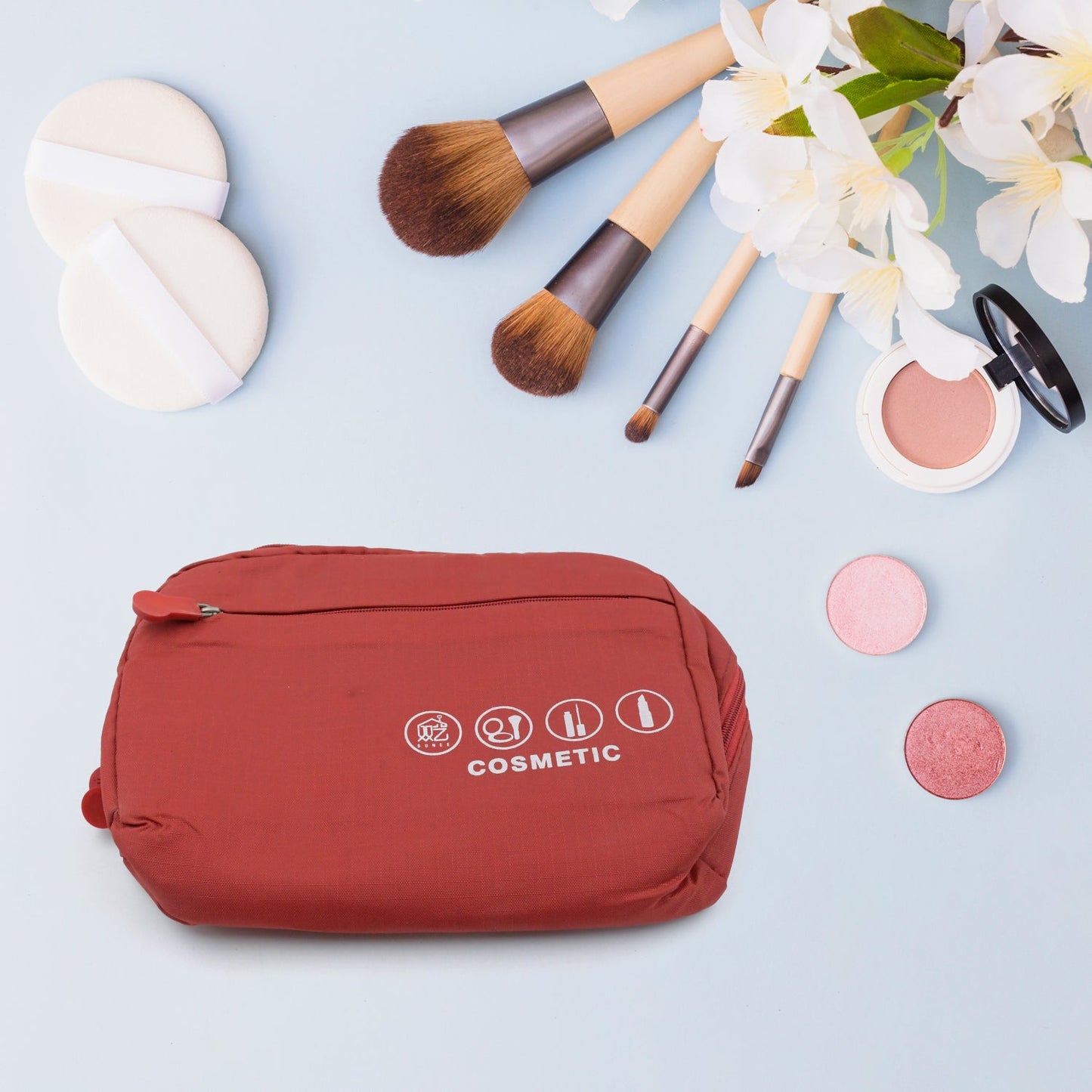 Travel Wash Bag Multi - Functional Waterproof Cosmetic Storage Bag Handheld Foldable Hook Cosmetic Bag with Zipper Closure Handbag Portable Classification Bags(1 Pc Mix Design) - infinityexculsivestore.com