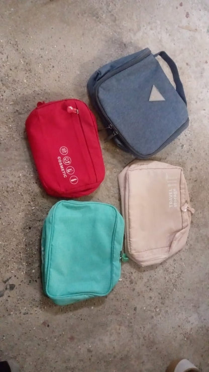 Travel Wash Bag Multi - Functional Waterproof Cosmetic Storage Bag Handheld Foldable Hook Cosmetic Bag with Zipper Closure Handbag Portable Classification Bags(1 Pc Mix Design) - infinityexculsivestore.com