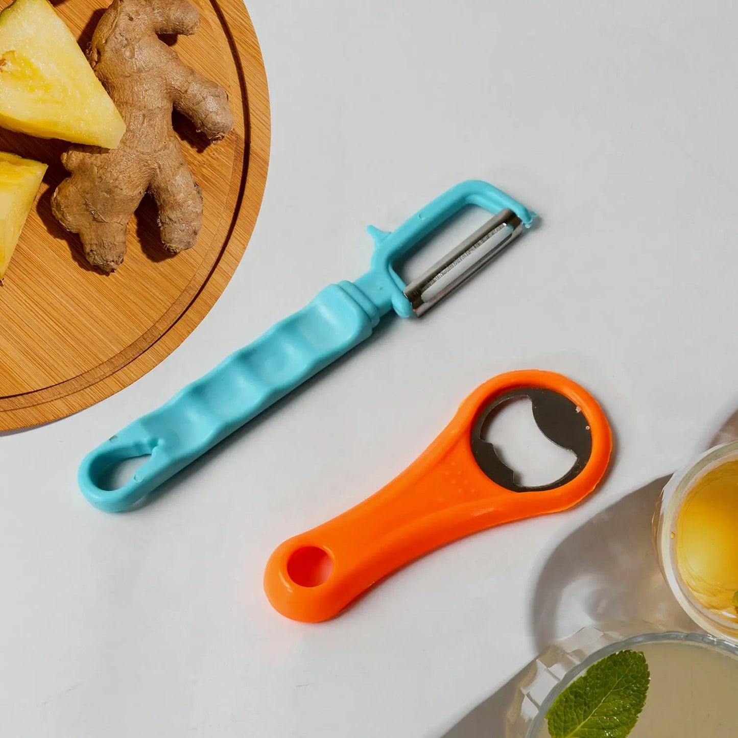 Vegetable Fruit Peelers Slicer & Bottle Opener, Kitchen Peeler For Veggie Fruit Potato Carrot, Bottle Opener With Plastic Handle Bottle Openers Wine Bottle Opener Cold Drink Bottle Opener (2Pc) - infinityexculsivestore.com