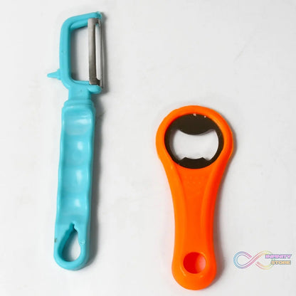 Vegetable Fruit Peelers Slicer & Bottle Opener, Kitchen Peeler For Veggie Fruit Potato Carrot, Bottle Opener With Plastic Handle Bottle Openers Wine Bottle Opener Cold Drink Bottle Opener (2Pc) - infinityexculsivestore.com
