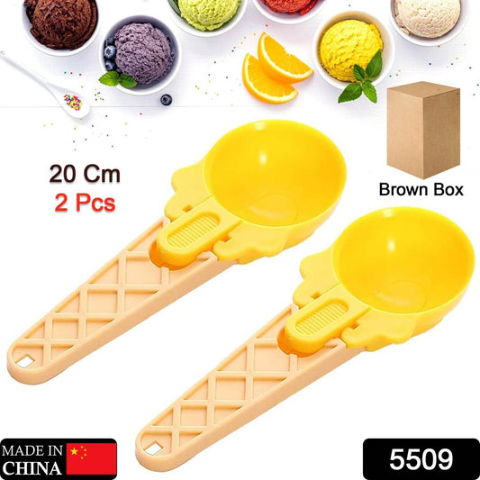 Ice Cream Spoons 2pcs Plastic Water Melon Scoopers with Trigger Dipper and Adults for Summer Party Ice Cream Scoop, Food Serving Spoon Kitchen Tools Ice Cream Digging Spoon Household Spoons Cupcake Spoons Aps Fruit Ball Player (2 Pc) - infinityexculsivestore.com